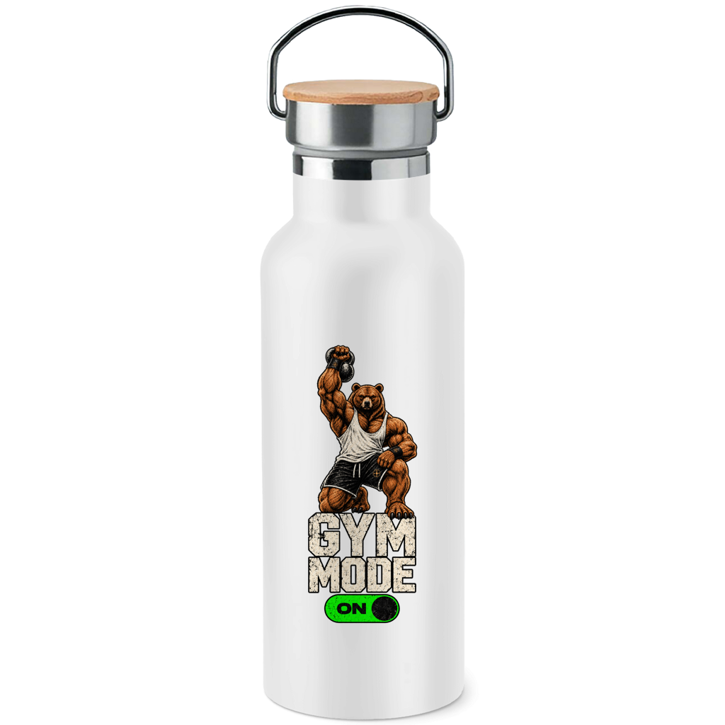 Edelstahl-Trinkflasche mit Bambusdeckel Pravilo Sport