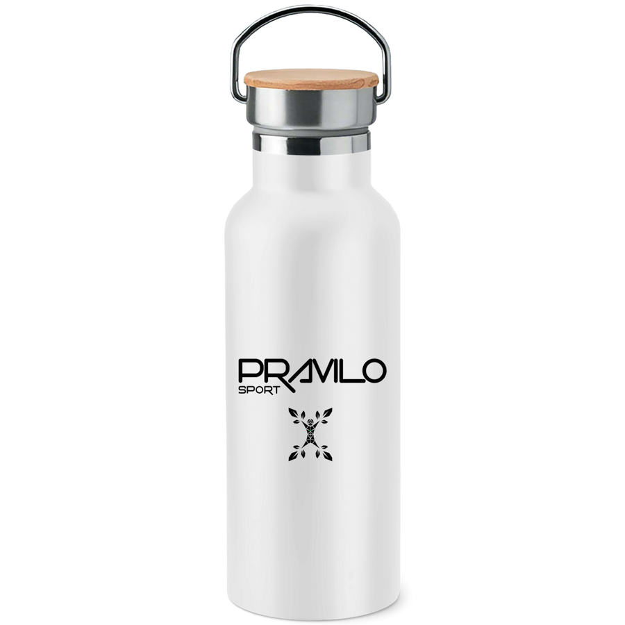 Edelstahl-Trinkflasche mit Bambusdeckel Pravilo Sport