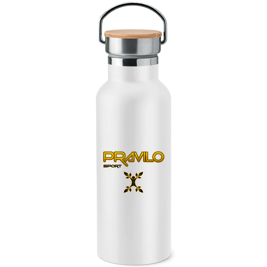 Edelstahl-Trinkflasche mit Bambusdeckel Pravilo Sport