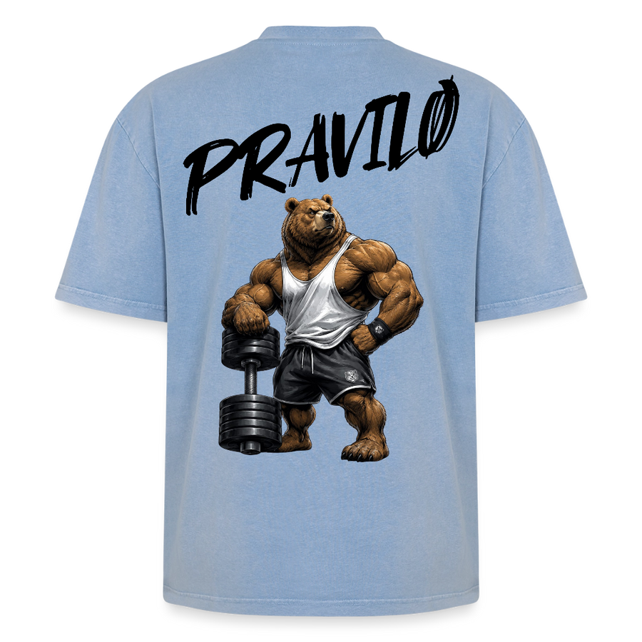 Pravilo- Klaus Oversized Unisex Premium Acid-Washed T-Shirt 2.0 - Blau Acid Wash