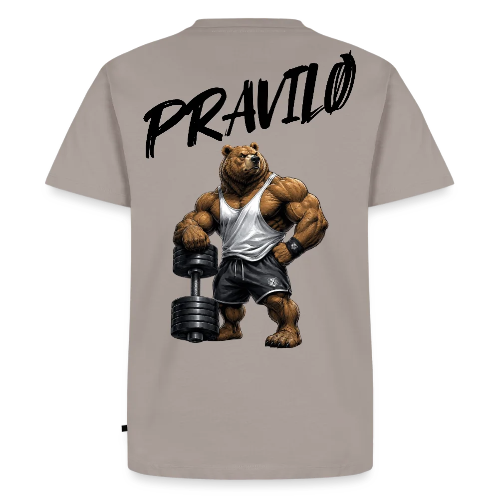 Männer Premium T-Shirt 2.0 in Taupe, Rückseite mit Druck
